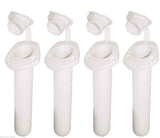 4 X Boat Recessed White Fishing Rod Holders & Caps 30 Degree Angle Drain Hole