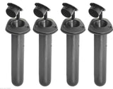 4 X Boat Recessed Black Fishing Rod Holders & Caps Boat Marine Fishing