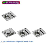 Ring Pull-Hatch Lifter x 4 Pcs Stainless Steel Anti rattle Caravan/Boat