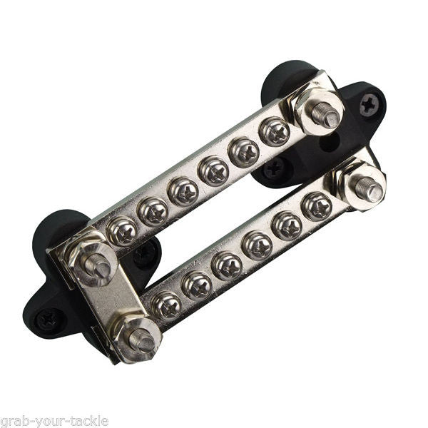 Buss Bar Electrical Terminal 12 volt 2 x 6 way dual 100 amp 4 stud Heavy Duty