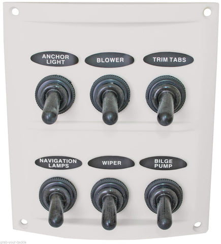 Switch Panel 6 Gang 12 volt/24 volt White Waterproof Boots White