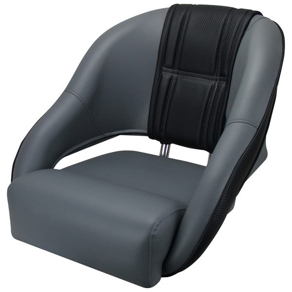 Boat Seat Sports Relaxn® Snapper Series Seat Grey/Black Carbon - Alloy Frame & 415-635 Pedestal