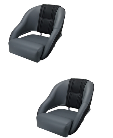 Boat Seats Relaxn Snapper Series Seat Grey/Black Carbon Alloy Frame X 2