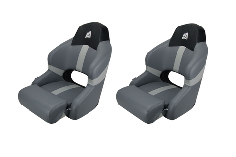 Relaxn Reef Series Seats Boat Sports Bucket With Bolster Black Carbon/ Grey X 2 Seats