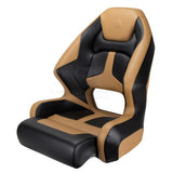 Relaxn Mako Series Premium Bucket Boat Seat Black Carbon & Tan With Thigh Support