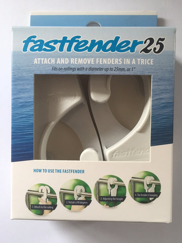 Fast Fender Light Grey 25MM Diameter Bow Rail Boat For Inflatable Fenders x 2 Hooks