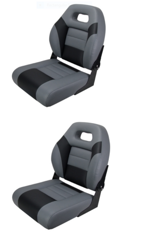 Relaxn Deluxe Bay Series Boat Seat Sports Fold Down Black Carbon Grey  x 2 seats