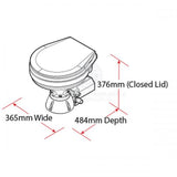 TMC Electric Toilet Marine Caravan Standard Small Bowl Soft Close Lid 12 Volt