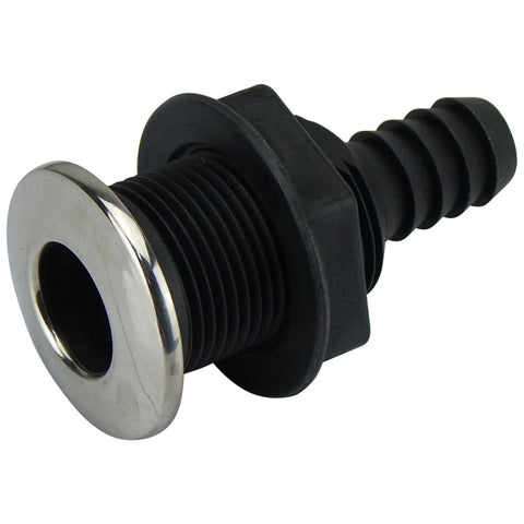Scupper thru Hull Nylon Straight with Stainless Steel Cover & Tail 38mm