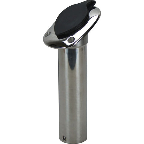 Fishing Rod Holder 30 Degree Stainless Heavy Cast Flush Mount & Black Cap