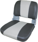 Boat Seat ESM Captain Folding Padded Charcoal Grey Marine Vinyl Back Pocket