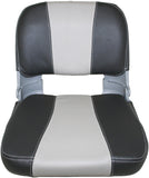 Boat Seat ESM Captain Folding Padded Charcoal Grey Marine Vinyl Back Pocket