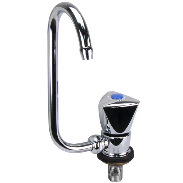 Single Tap Faucet Right Hand Blue Cold 360 Degree Fold Down Chrome Plated Brass