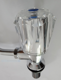 Single Tap Faucet Right Hand Blue Cold 360 Degree Fold Down Chrome Plated Brass