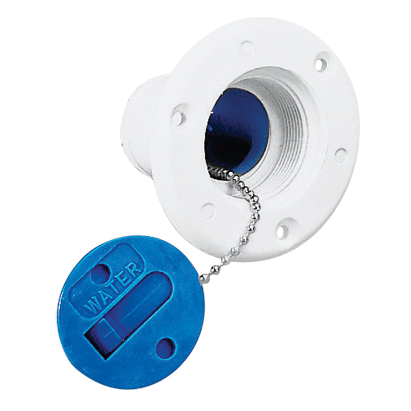 White Boat Deck Filler Water 38mm Blue Cap with Seal & Chain