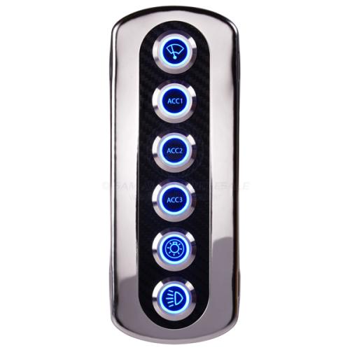 Marine Switch Panel Carbon Fiber Vinyl Stainless Steel Push Button Blue Backlight Relaxn
