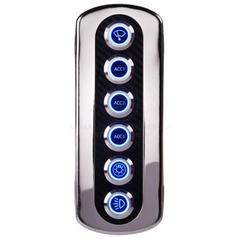 Marine Switch Panel Carbon Fiber Vinyl Stainless Steel Push Button Blue Backlight Relaxn