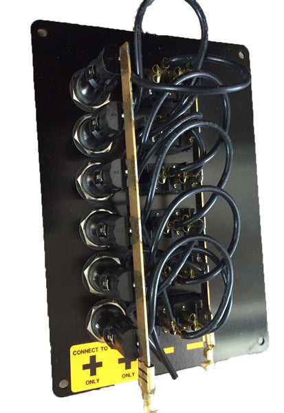 Switch Panel 12 Volt Alloy Illuminating 6 Gang Vertical With Fuses Bla