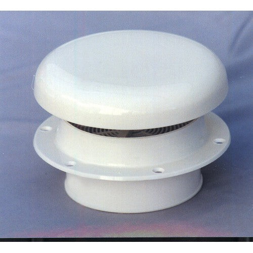 Mushroom Style Vent White Plastic Brass Spindle Low Profile Mosquito Screened