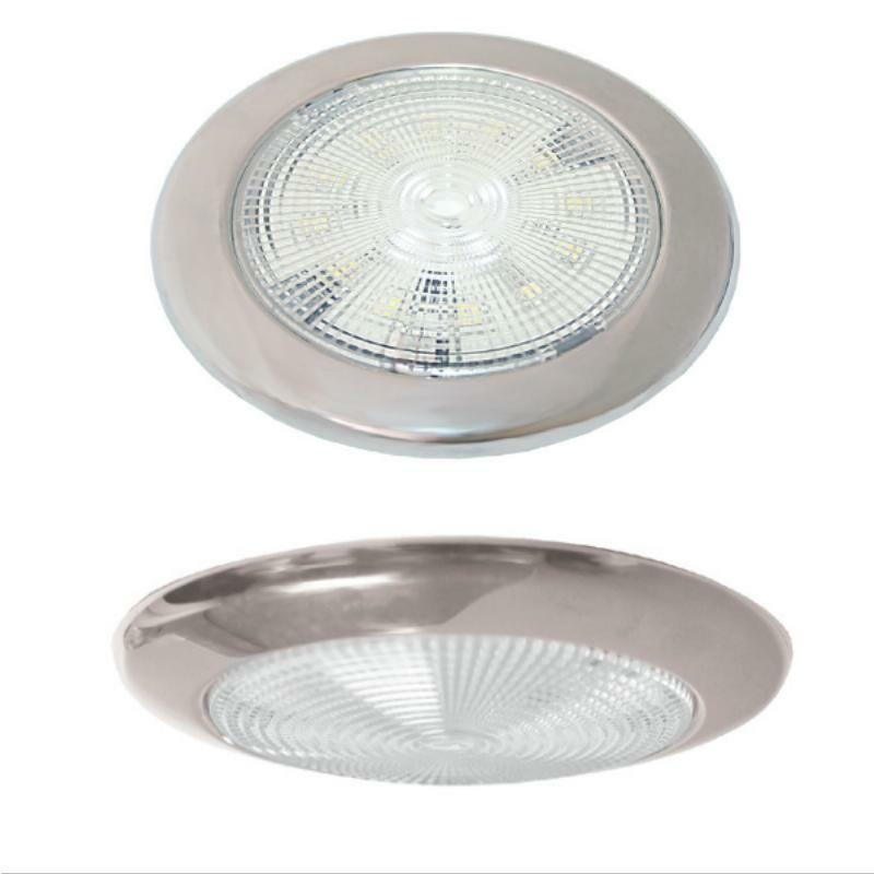 LED Slimline Stainless Interior Light Warm White 132mm Diameter