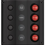 Switch Panel LED 4 Gang with Circuit Breakers Marine /Caravan IP 65 Wave Design