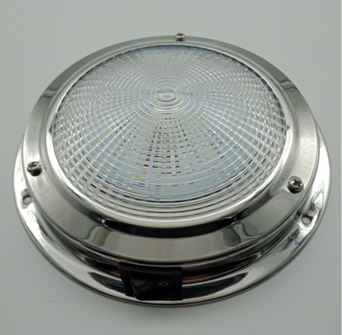 12 Volt LED Dome Light Stainless Steel Caravan Or Boat 110mm Diameter Small