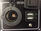 12 Volt Power Socket & 2 USB Points Black Aluminium Plate IP65 Water Resistant