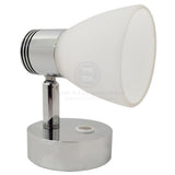 2 X Caravan Boat Bulkhead Reading Lights LED  With USB Outlet Chrome / White Housing Head