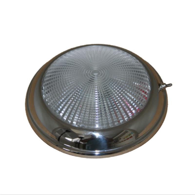 12 Volt LED Dome Light Low Profile Polished Stainless Steel with switch Caravan Or Boat 132mm Diameter