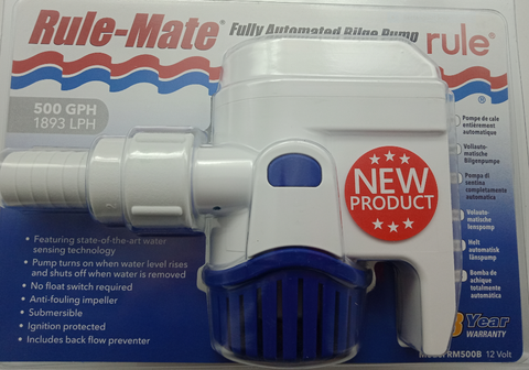 RULE MATE "Automatic" Bilge Pump 500 GPH 1890LPH With AAA 3 Way Rocker Switch