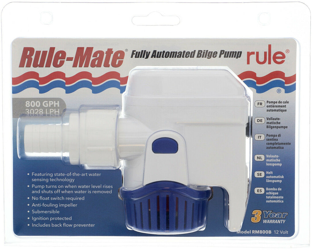 Rule Automatic Bilge Pump RULE MATE "Automatic" 800 GPH 3/4" (19mm) outlet All In One Bilge 12V