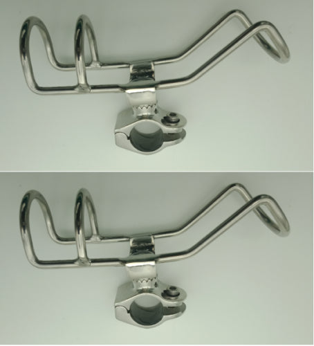 Clamp On Rod Holders Rail 25mm 316 Stainless 360 Horizontal & Vertical New x 2