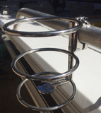 Boat Clamp-On Drink Holder Suits 25mm Rail 316 Stainless Steel 360 Degree Adjust