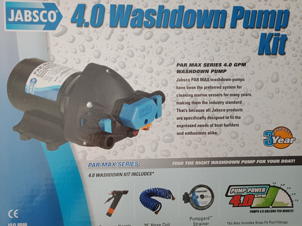 Boat Washdown Pump Kit Jabsco 4.0 Pump Strainer Hose Gun & Fittings 60PSI Jet