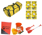 Boating Safety Kit Waterproof Bag 4 Lifejackets Paddles Bailer Kit V Sheet